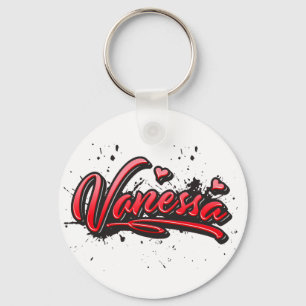 Vanessa red Heart Graffiti Key Ring