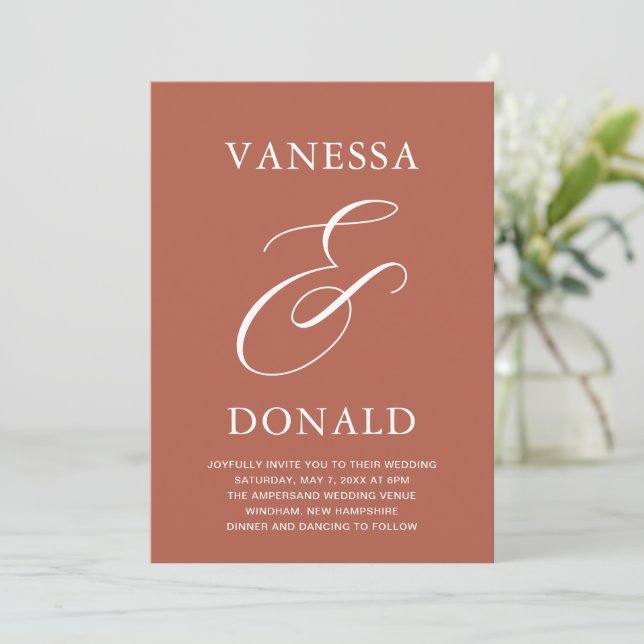 Vanessa Terracotta Modern Wedding Invitation (Standing Front)