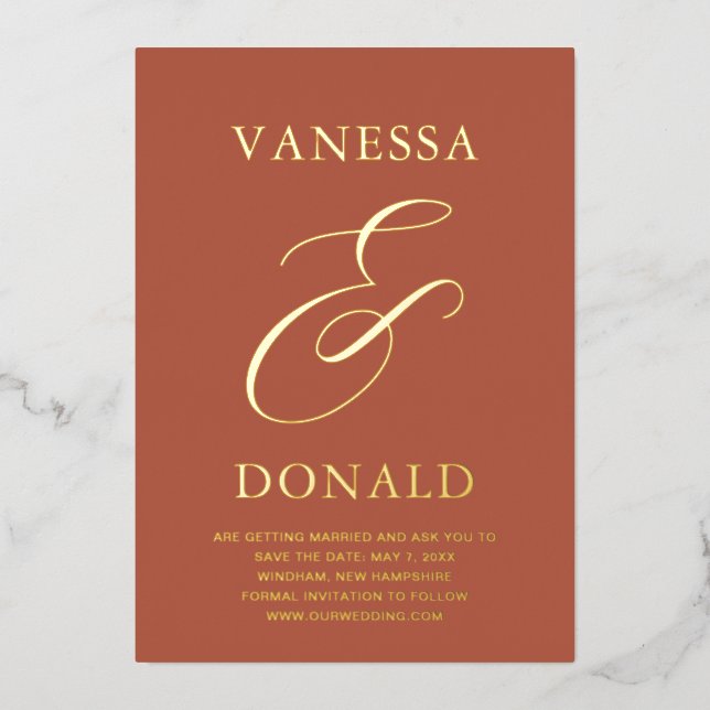 Vanessa Terracotta Modern Wedding Save the Date (Front)