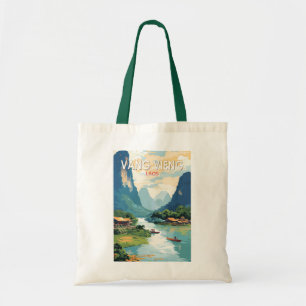 Vang Vieng Laos Travel Art Vintage Tote Bag