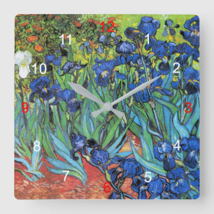 VanGogh , “ Irises ” Square Wall Clock