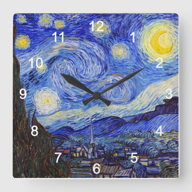 VanGogh , “ Starry Night ” Square Wall Clock (Front)