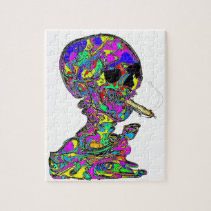 VanGogh's Calavera Skull Smoking Cigarette Jigsaw Puzzle