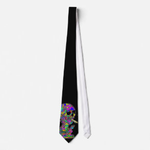 VanGogh's Calavera Skull Smoking Cigarette Tie