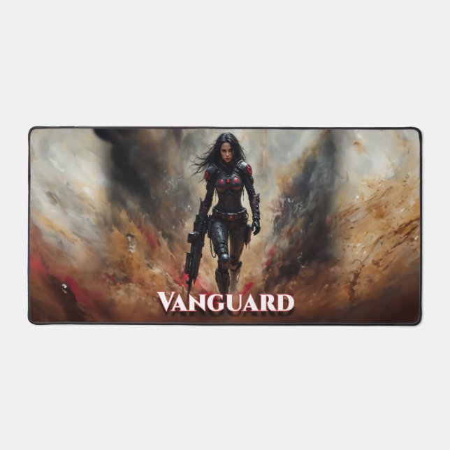 Vanguard – Futuristic Female Warrior Desk Mat (Front)