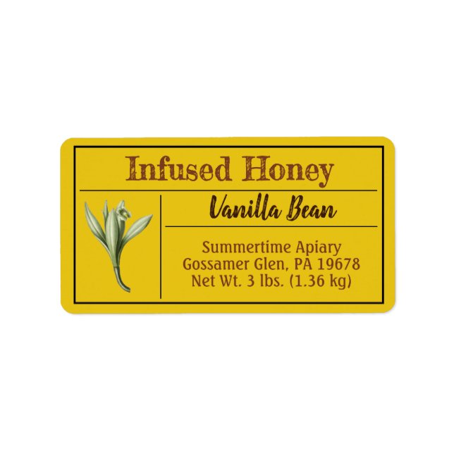 Vanilla Bean Infused Dark Honey Product Label (Front)