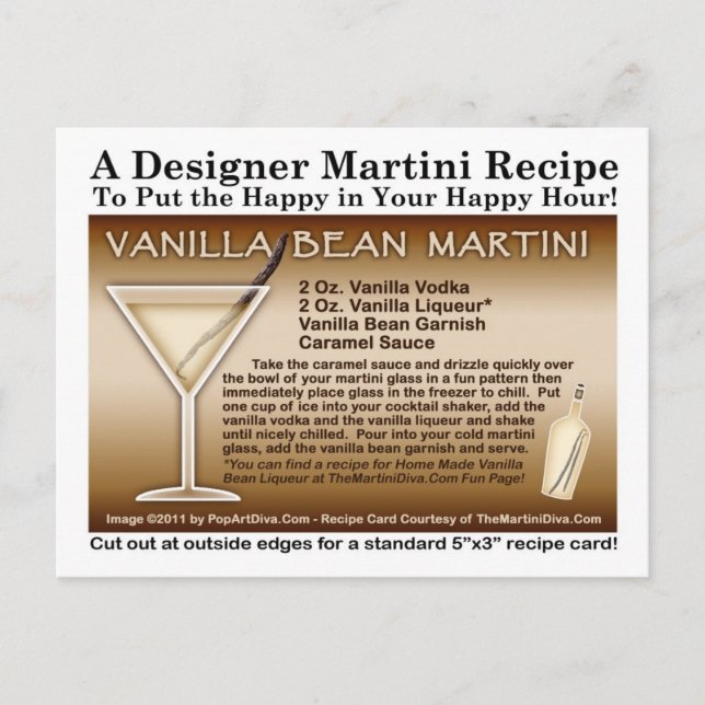 Vanilla Bean Martini Recipe Postcard (Front)