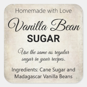 Vanilla Bean Sugar or whatever wording you choose Square Sticker