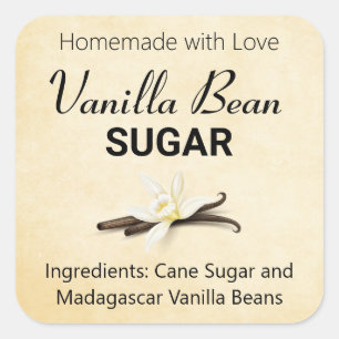 Vanilla Bean Sugar or whatever wording you choose Square Sticker
