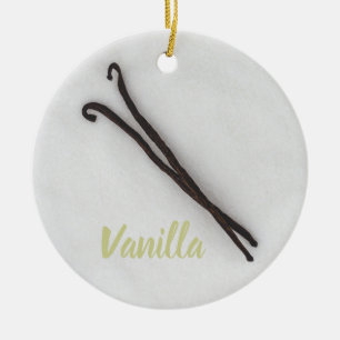 Vanilla bean with sugar as background gift luggage ceramic ornament