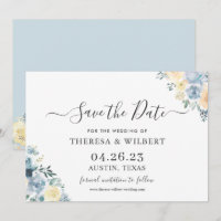 Vanilla Blue Boho Wedding Save The Date