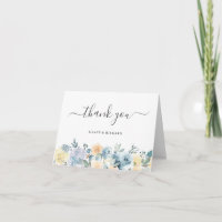 Vanilla Blue Floral Thank You Card