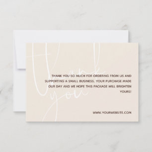 Vanilla & Brown White Script Thank You For Order Card