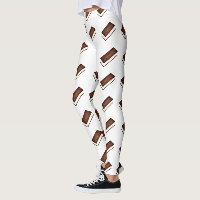 Vanilla Chocolate Ice Cream Sandwich Junk Food Leggings (Left)