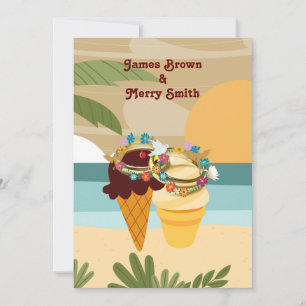 Vanilla Chocolate Ice Creams Beach Wedding Invitation