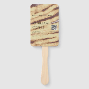 Vanilla coffee soy candle add QR businesInvitation Hand Fan