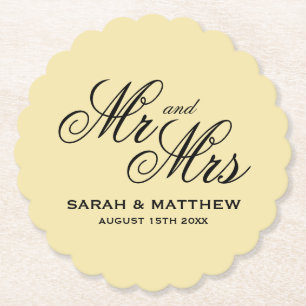 Vanilla colour personalised wedding coasters