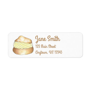 Vanilla Cream Puff Personalised Food Address Label Return Address Label