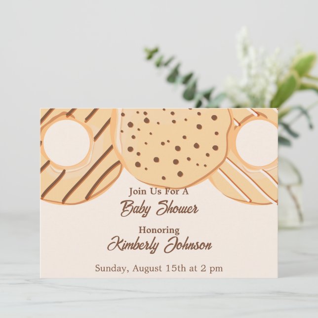 Vanilla Doughnut Delight Baby Shower Invitation (Standing Front)