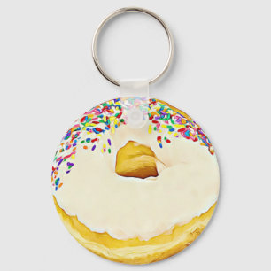 Vanilla Doughnut with Sprinkles Key Chain