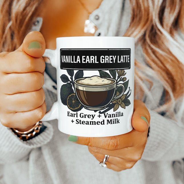 Vanilla Earl Grey Latte Kitchen Recipe Coffee Mug (Creator Uploaded)