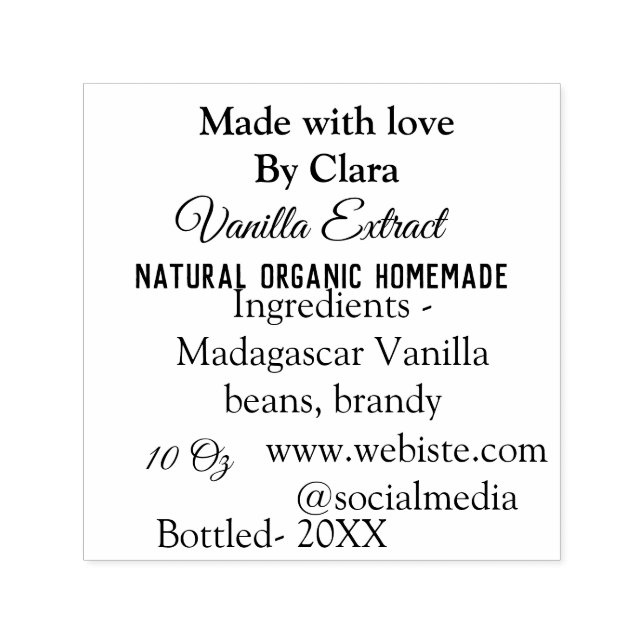 Vanilla extract homemade add ingredients weight de self-inking stamp (Design)