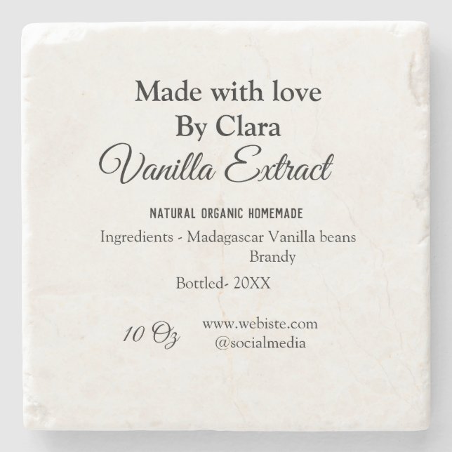 Vanilla extract homemade add ingredients weight de stone coaster (Front)
