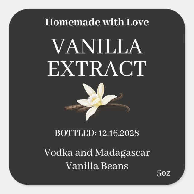 Vanilla Extract Modern Label Sticker ZVEG_101_01sq (Front)