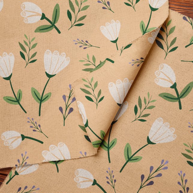 Vanilla Fabric with Soft White Flowers (Creator Uploaded)