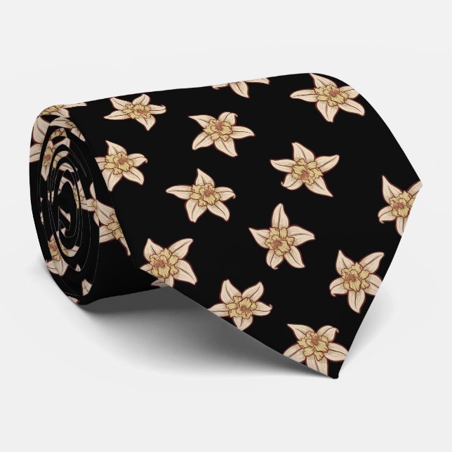 Vanilla Flower Pattern Tie (Rolled)