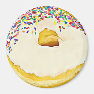 Vanilla Frosted Doughnut with Sprinkles Magnet