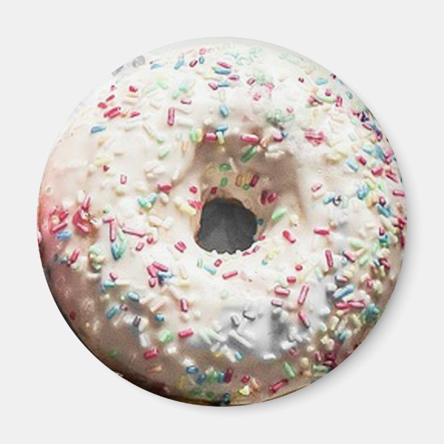 Vanilla Frosted Sprinkled Doughnut Fun Food Magnet (Front)