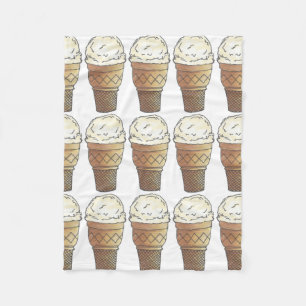 Vanilla Ice Cream Cake Cone Scoop Sweet Foodie Fleece Blanket