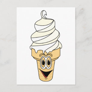Vanilla Ice Cream Cone Cartoon Postcard