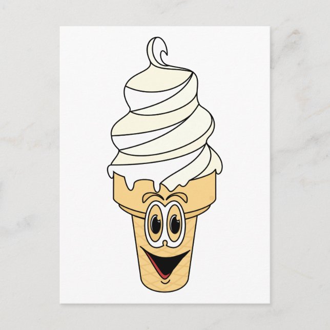 Vanilla Ice Cream Cone Cartoon Postcard (Front)