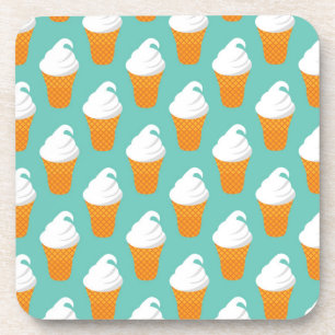 Vanilla Ice Cream Cone Pattern Coaster