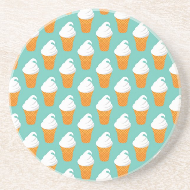 Vanilla Ice Cream Cone Pattern Coaster (Front)