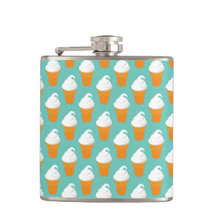 Vanilla Ice Cream Cone Pattern Hip Flask