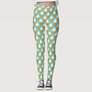Vanilla Ice Cream Cone Pattern Leggings