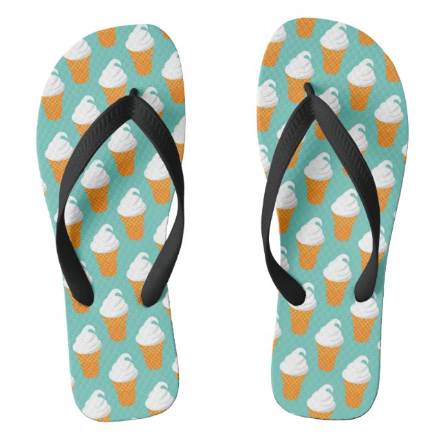 Vanilla Ice Cream Cone Pattern Thongs (Footbed)