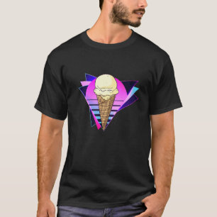 Vanilla Ice Cream Cone Retro 80s Ice Cream Shop Em T-Shirt