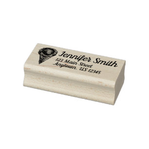 Vanilla Ice Cream Cone Scoop Dessert Food Address Rubber Stamp