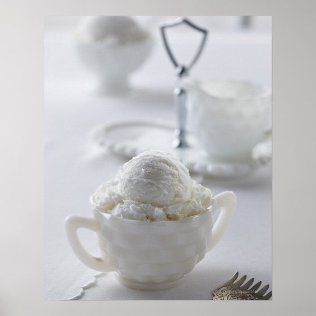 Vanilla ice cream in a white environment poster (Front)