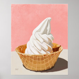 Vanilla Ice Cream in Waffle Cone Bowl Art Print