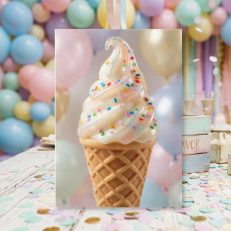 Vanilla Ice Cream Pastel Sprinkles Birthday Card
