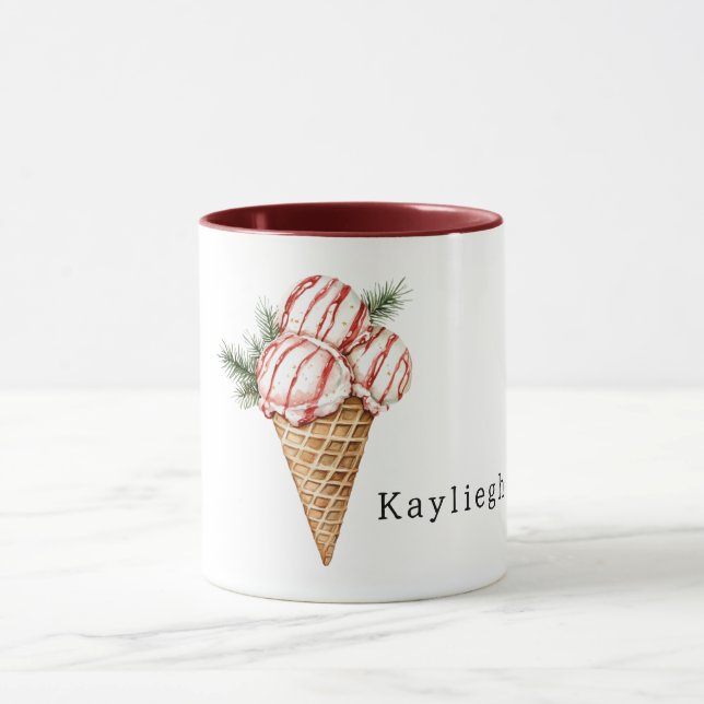 Vanilla Ice Cream Red Berry Stripes Mug (Center)
