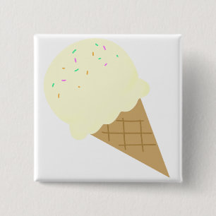 Vanilla Ice Cream Scoop Waffle Cone 15 Cm Square Badge
