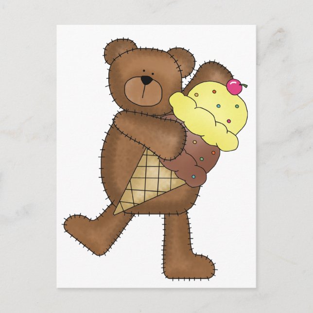 Vanilla Ice Cream Teddy Postcard (Front)