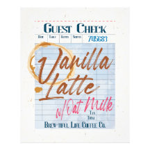 Vanilla Latte Oat Milk Coffee Guest Check Receipt 