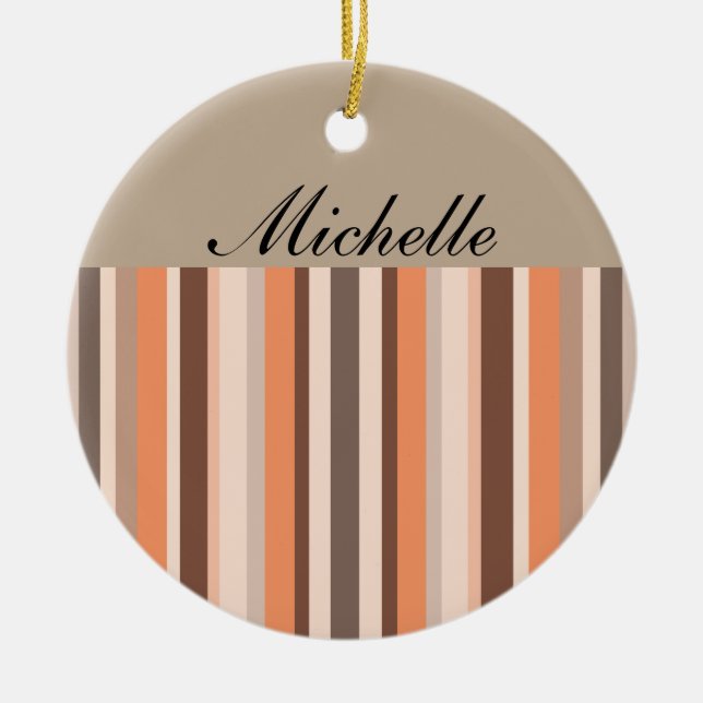 Vanilla Melon  Stripes Ceramic Ornament (Front)